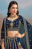 Wonderful Navy Blue Zari Work Georgette Wedding Wear Lehenga Choli