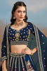 Wonderful Navy Blue Zari Work Georgette Wedding Wear Lehenga Choli