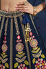 Wonderful Navy Blue Zari Work Georgette Wedding Wear Lehenga Choli