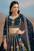 Wonderful Navy Blue Zari Work Georgette Wedding Wear Lehenga Choli