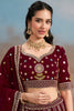 Astonishing Maroon Sequins Georgette Reception Wear Lehenga Choli