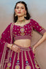 Ravishing Pink Thread Work Georgette Engagement Wear Lehenga Choli