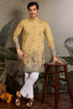 Outstanding Yellow Thread Work Viscose Haldi Wear Men Kurta