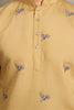 Outstanding Yellow Thread Work Viscose Haldi Wear Men Kurta