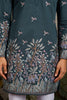 Precious Teal Green Thread Embroidered Viscose Silk Men Kurta