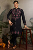 Beautiful Black Sequins Viscose Silk Sangeet Wear Men Kurta
