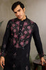 Beautiful Black Sequins Viscose Silk Sangeet Wear Men Kurta