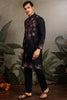 Beautiful Black Sequins Viscose Silk Sangeet Wear Men Kurta