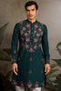 Gorgeous Green Thread Embroidered Viscose Silk Festival Wear Men Kurta