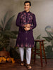 Fabulous Purple Sequins Viscose Silk Function Wear Men Kurta