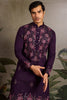 Fabulous Purple Sequins Viscose Silk Function Wear Men Kurta