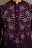 Fabulous Purple Sequins Viscose Silk Function Wear Men Kurta