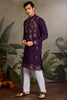 Fabulous Purple Sequins Viscose Silk Function Wear Men Kurta