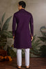 Fabulous Purple Sequins Viscose Silk Function Wear Men Kurta