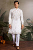 Elegant White Thread Embroidered Viscose Silk Traditional Men Kurta