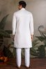 Elegant White Thread Embroidered Viscose Silk Traditional Men Kurta