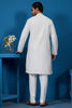 Graceful White Mirror Work Viscose Silk Designer Men Kurta With Pant