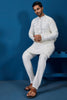 Graceful White Mirror Work Viscose Silk Designer Men Kurta With Pant