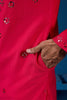 Amazing Rani Pink Thread Work Viscose Silk Function Wear Men Kurta With Pant