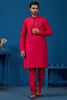 Amazing Rani Pink Thread Work Viscose Silk Function Wear Men Kurta With Pant