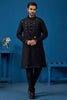 Awesome Black Thread Work Viscose Sangeet Wear Men Kurta With Pant