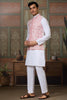 Bewitching White Thread Work Silk Men Kurta With Pant And Jacket