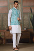 Majestic White Sequins Silk Function Wear Men Kurta With Pant And Jacket