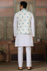 Majestic White Sequins Silk Function Wear Men Kurta With Pant And Jacket