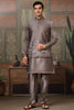 Outstanding Grey Embroidered Silk Wedding For Men Kurta With Pant And Jacket