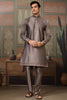 Outstanding Grey Embroidered Silk Wedding For Men Kurta With Pant And Jacket