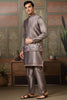 Outstanding Grey Embroidered Silk Wedding For Men Kurta With Pant And Jacket