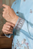 Attractive Sky-Blue Thread Work Silk Traditional Men Kurta With Pant And Jacket