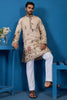 Spectacular Beige Thread Embroidered Viscose Silk Wedding For Men Kurta