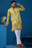 Adorable Yellow Thread Work Viscose Silk Haldi Wear Men Kurta