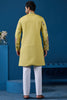 Adorable Yellow Thread Work Viscose Silk Haldi Wear Men Kurta