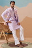 Astonishing Lavender Thread Work Silk Wedding For Men Kurta With Pant And Jacket
