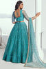 Gorgeous Teal Green Embroidered Net Lehenga Choli With Dupatta