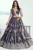 Adorable Dark Grey Embroidered Net Engagement Wear Lehenga Choli