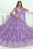Winsome Lavender Embroidered Net Party Wear Lehenga Choli