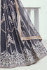 Adorable Dark Grey Embroidered Net Engagement Wear Lehenga Choli