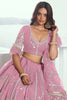 Wonderful Pink Thread Embroidered Net Wedding Wear Lehenga Choli