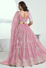 Wonderful Pink Thread Embroidered Net Wedding Wear Lehenga Choli