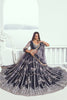 Adorable Dark Grey Embroidered Net Engagement Wear Lehenga Choli