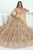 Glamorous Beige Thread Embroidered Net Wedding Wear Lehenga Choli