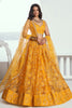 Alluring Yellow Embroidered Net Wedding Lehenga Choli With Dupatta