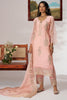 Stunning Peach Embroidered Organza Straight Suit Pant With Dupatta