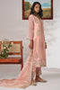 Stunning Peach Embroidered Organza Straight Suit Pant With Dupatta