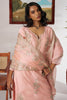 Stunning Peach Embroidered Organza Straight Suit Pant With Dupatta