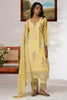 Pretty Yellow Embroidered Organza Traditional Pant Suit With Dupatta