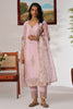 Enchanting Pink Embroidered Organza Traditional Pant Suit With Dupatta